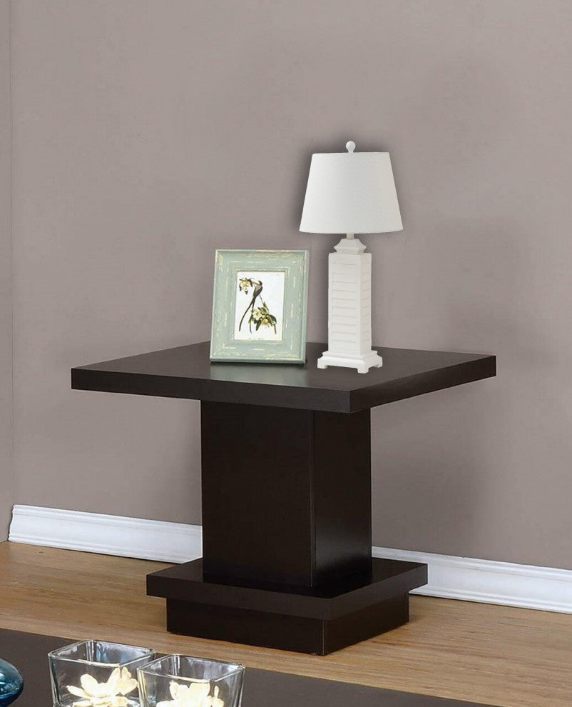 Set of 2 White Coastal Shutter Pedestal Table Lamps
