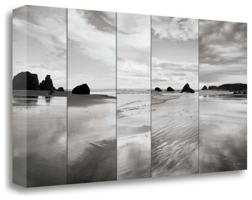 47" Modern Black and White Beach Giclee Wrap Canvas Wall Art