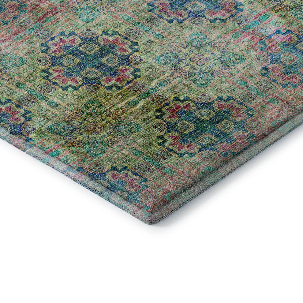 Premium Machine Washable Mayfield AMF557 Green 1'8" x 2'6" Rug