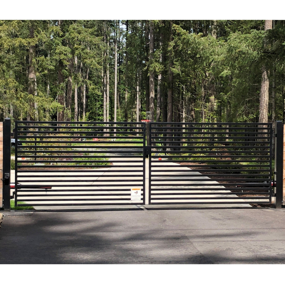 ALEKO DG16MILD Milan Style Dual Swing Steel Driveway Gate 16' Black