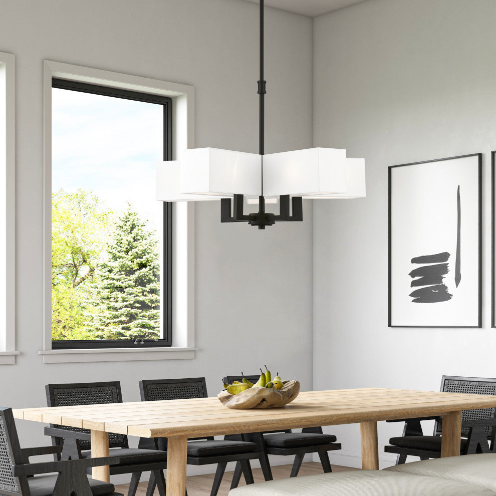 Rubix 5 Light Satin Brass Chandelier