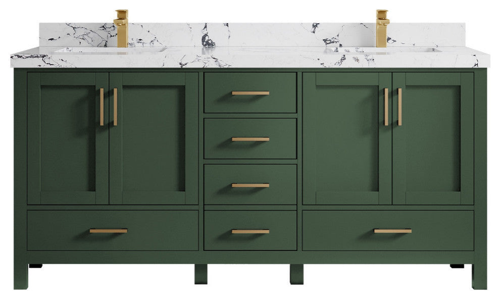 Malibu 72 Double Sink Bath Vanity in Lafayette Green 2" Viola Night