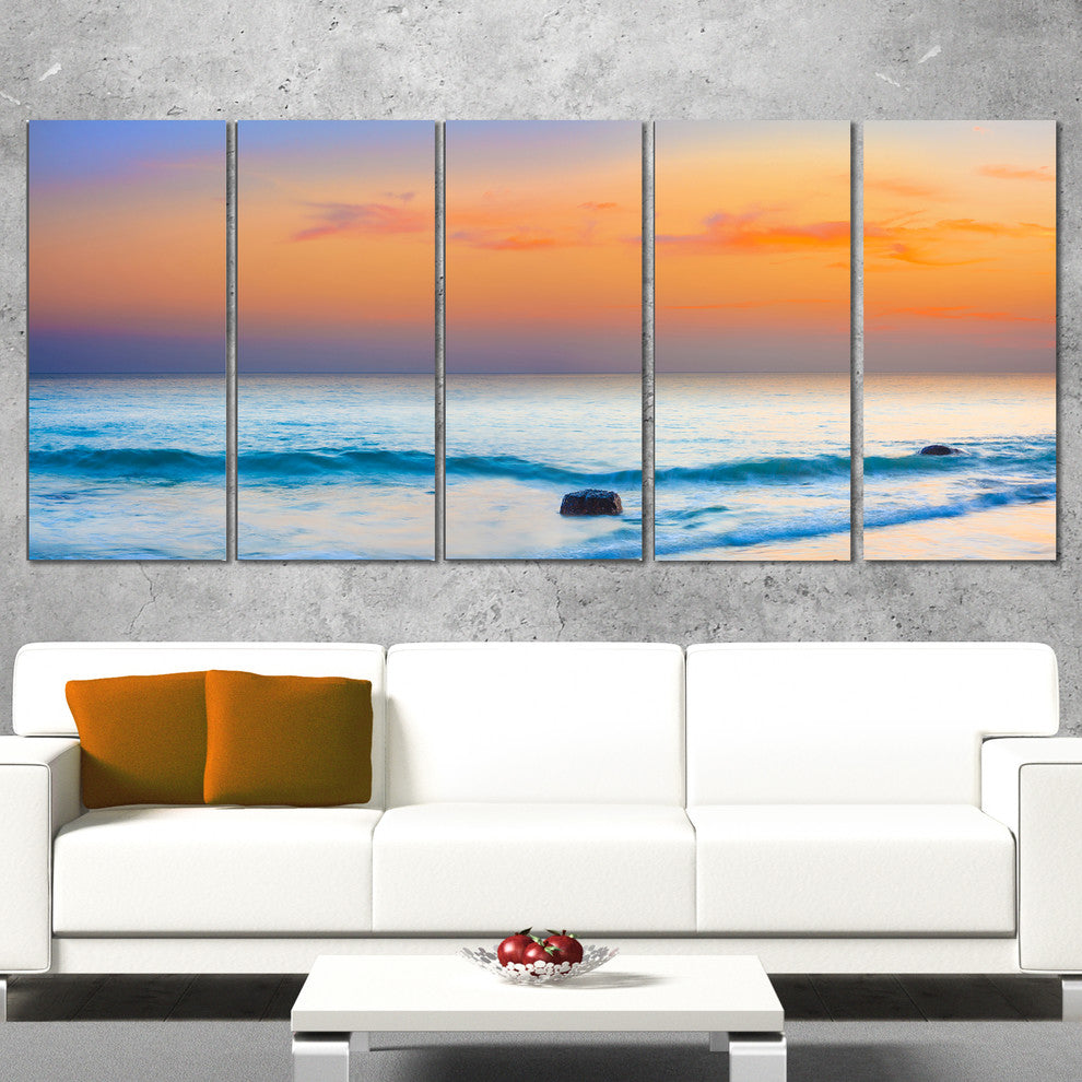 "Orange Sunset" Panorama Canvas Photo Print, 5 Panels, 60"x28"