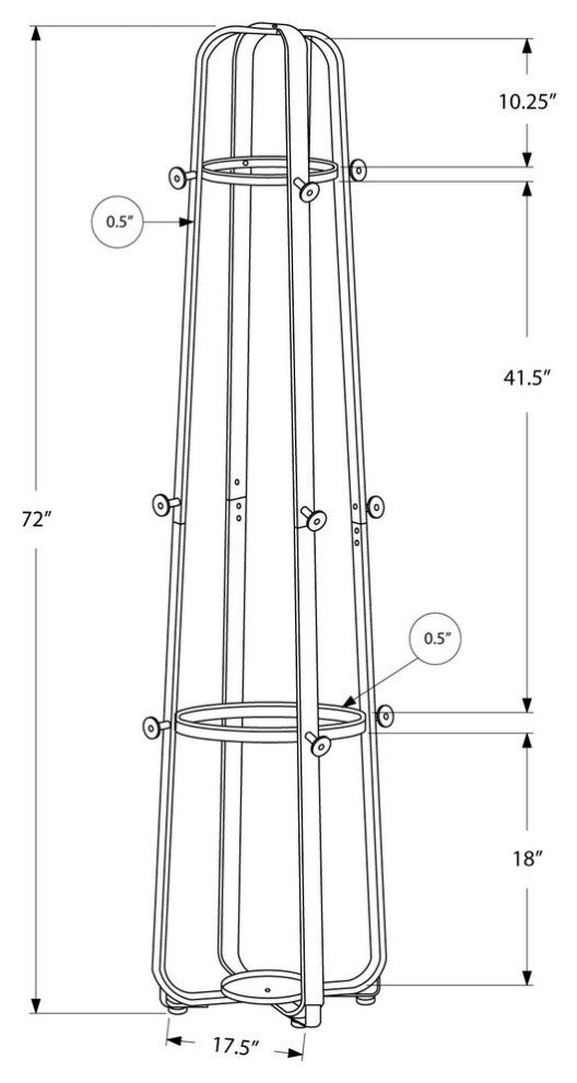 Monarch Specialties Coat Rack, 72", White Metal With An Umbrella Holder