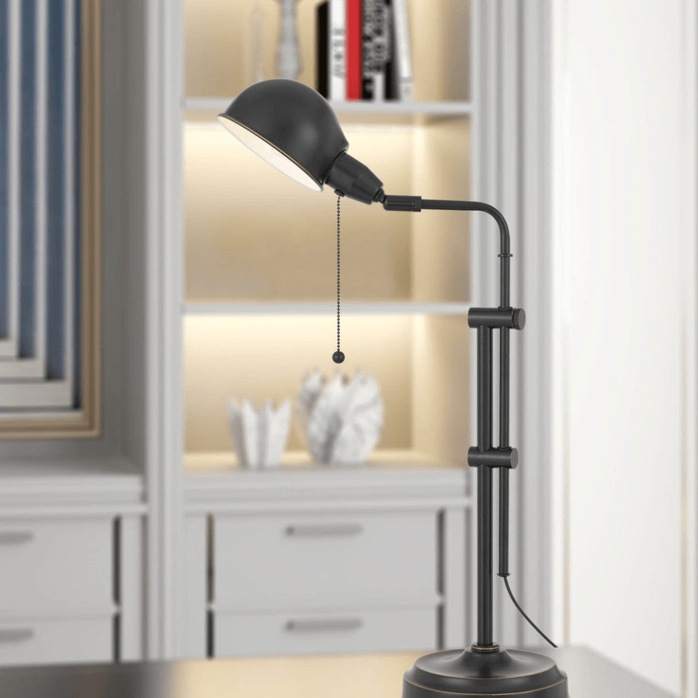 31" Bronze Metal Adjustable Desk Table Lamp With Bronze Dome Shade