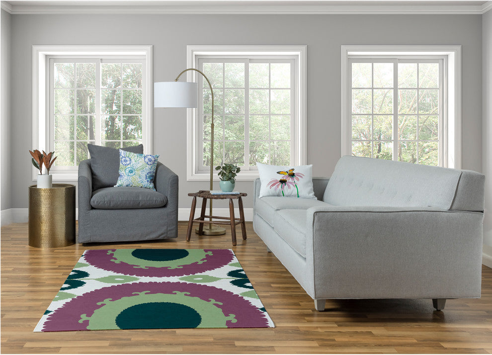 Boho Chenille Rug, Green, 4'x6'