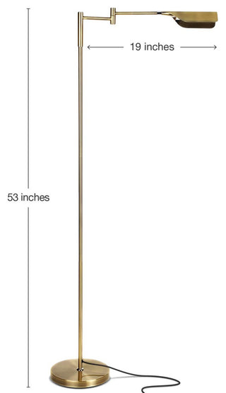Brightech Leaf - Adjustable Pharmacy LED Floor Lamp for Reading & Crafts, Antique Brass