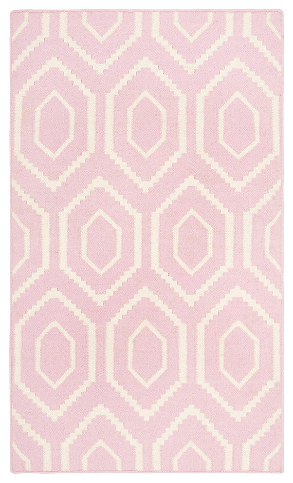 Safavieh Dhurries Dhu556C Pink, Ivory Area Rug