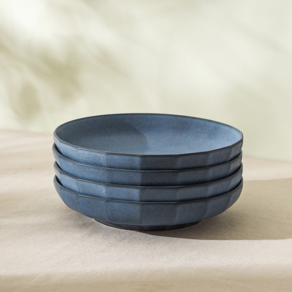 Stone Lain Rio Stoneware Pasta Bowl Set of 4, Blue