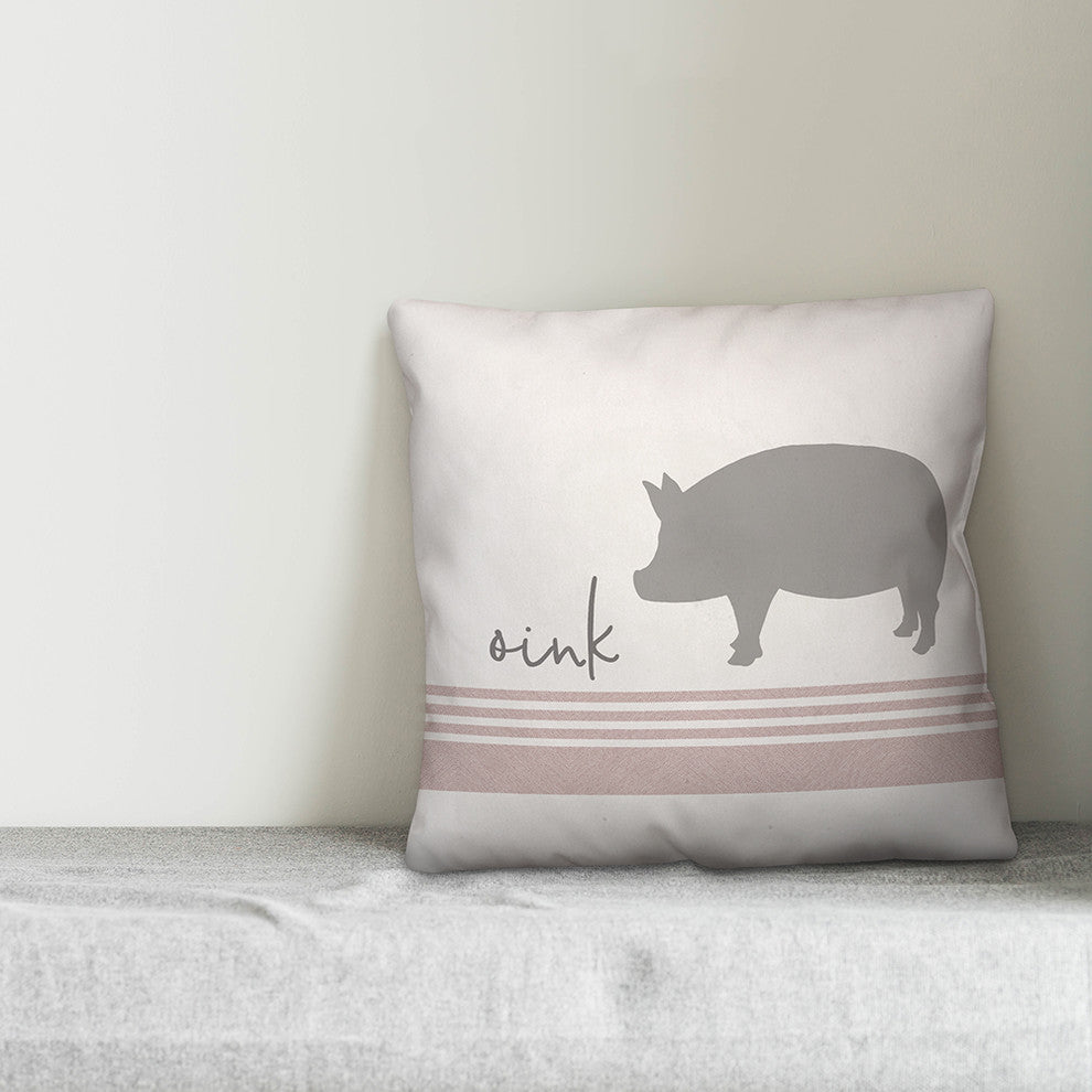 Oink Pig 26x26 Throw Pillow