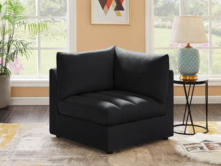 Jacob Velvet Upholstered Modular Corner Chair, Black