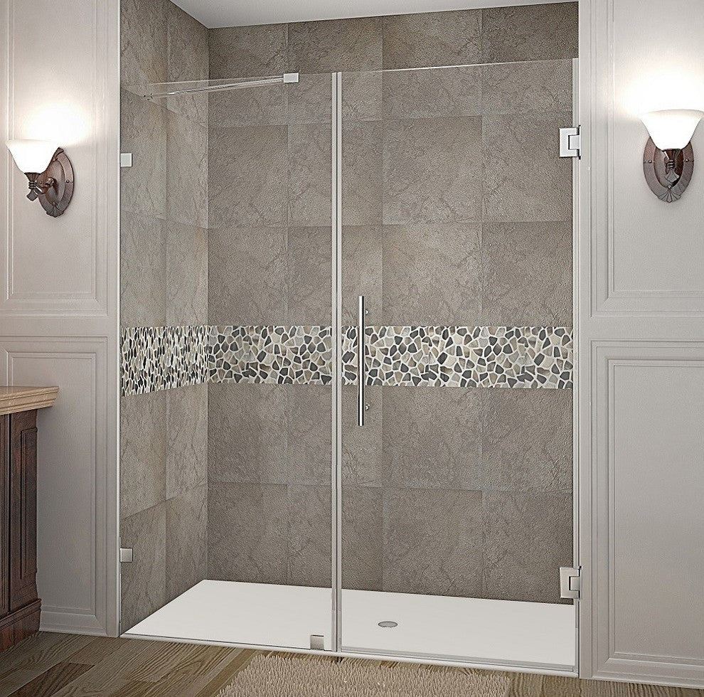 Aston Nautis 60"x72" Completely Frameless Hinged Shower Door, Stainless Steel