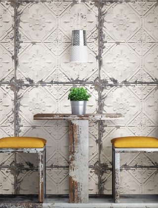 Tin Ceiling Tile Peel and Stick Wallpaper, 4 Rolls