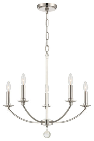 Mila 5-Light Chandelier, Polished Nickel