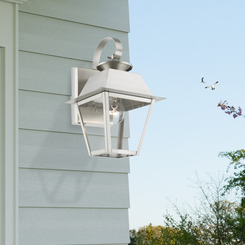 Wentworth 1 Light Brushed Nickel Outdoor Small Wall Lantern