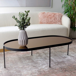 Safavieh Emmerick Mirrored Coffee Table, Rose Gold/Black