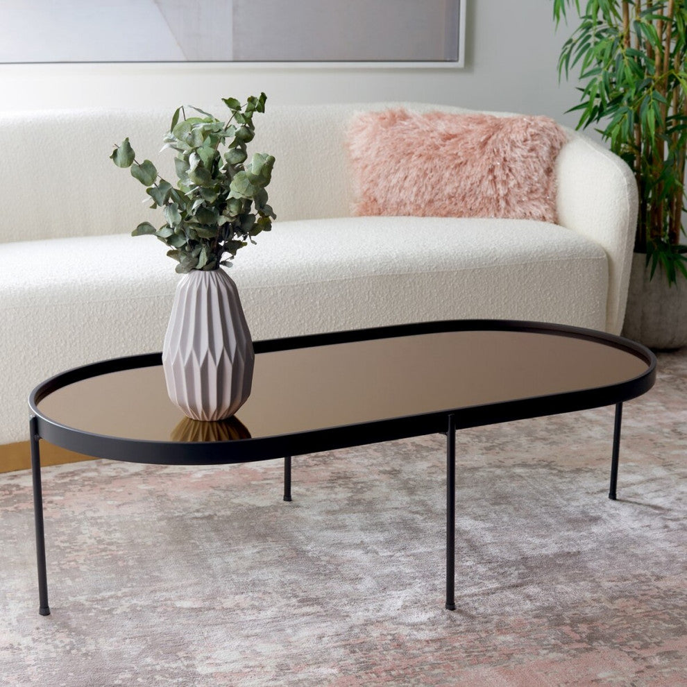 Safavieh Emmerick Mirrored Coffee Table, Rose Gold/Black