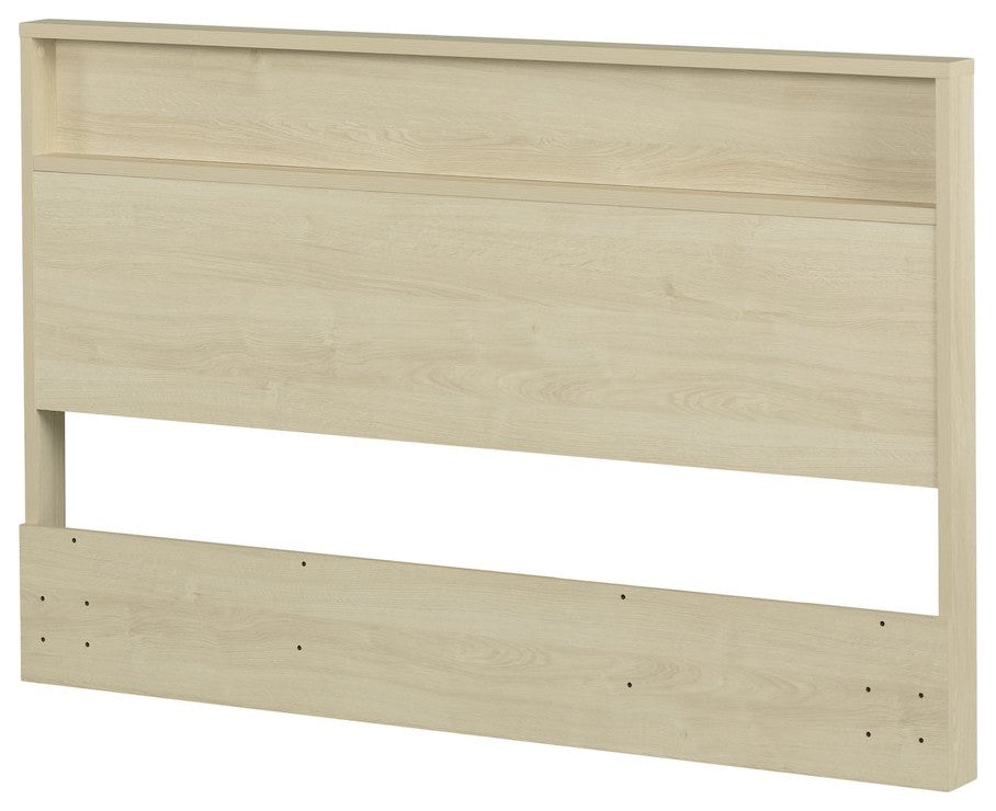 Fusion Headboard with Storage Shelf, Bleached Oak