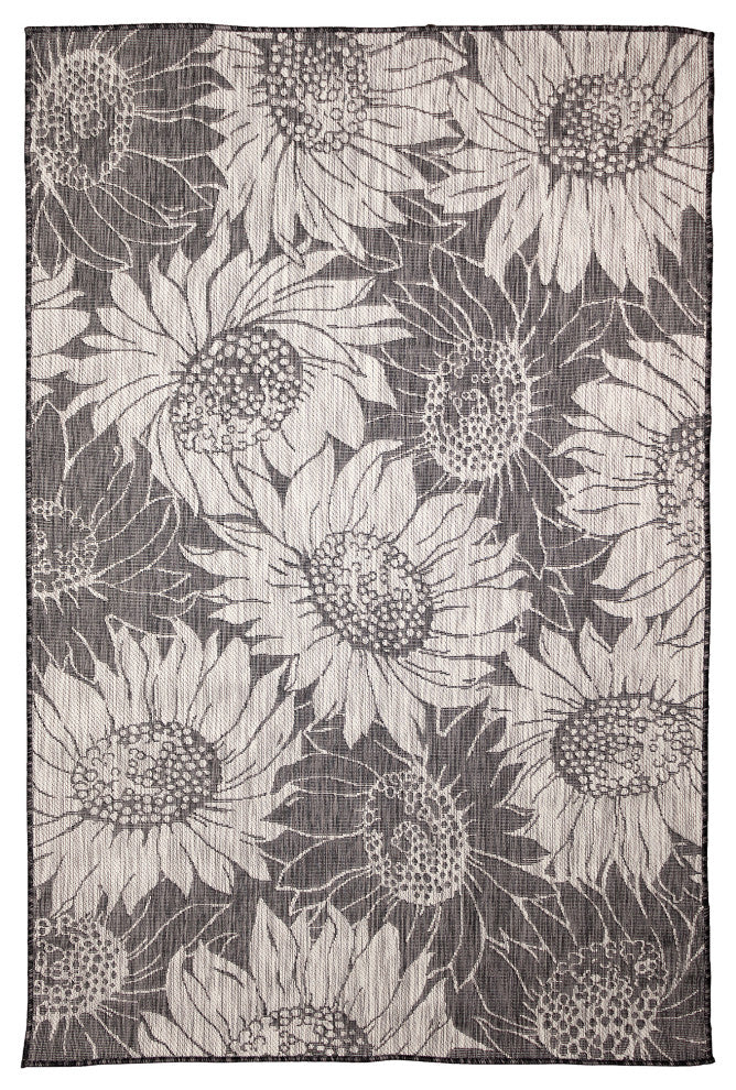 Carmel Sunflower Field Indoor/Outdoor Rug, Black, 6'6"x9'3"