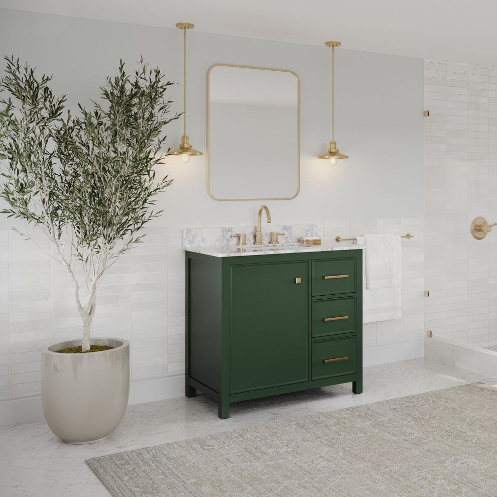 The Woodruff Bathroom Vanity, Single Sink, 36", Vogue Green, Freestanding