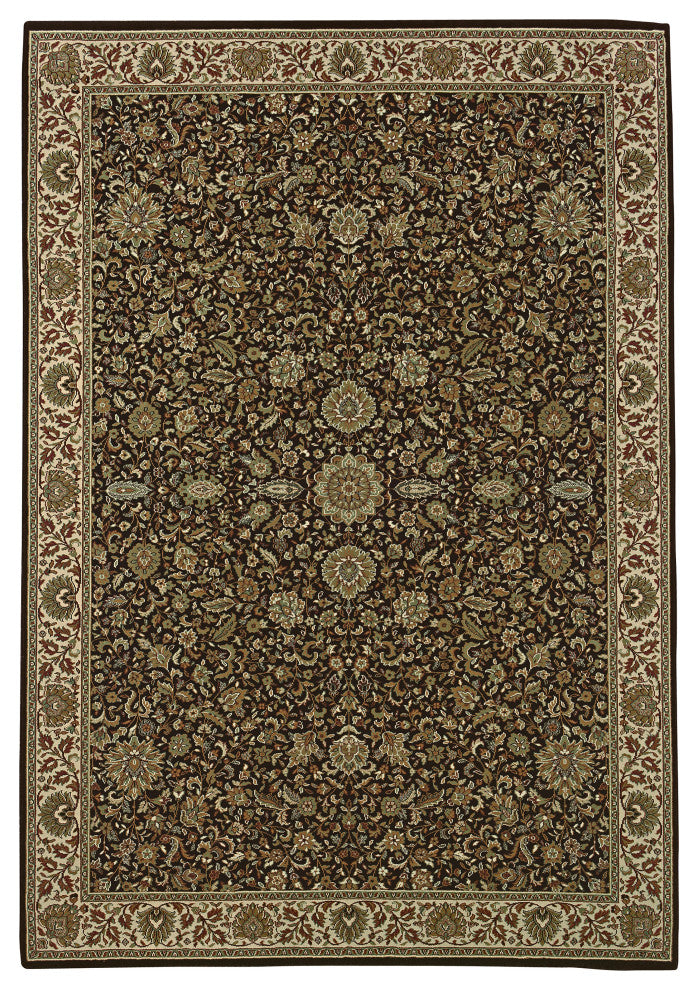 Aiden Traditional Vintage Inspired Brown/Ivory Rug, 8' Square