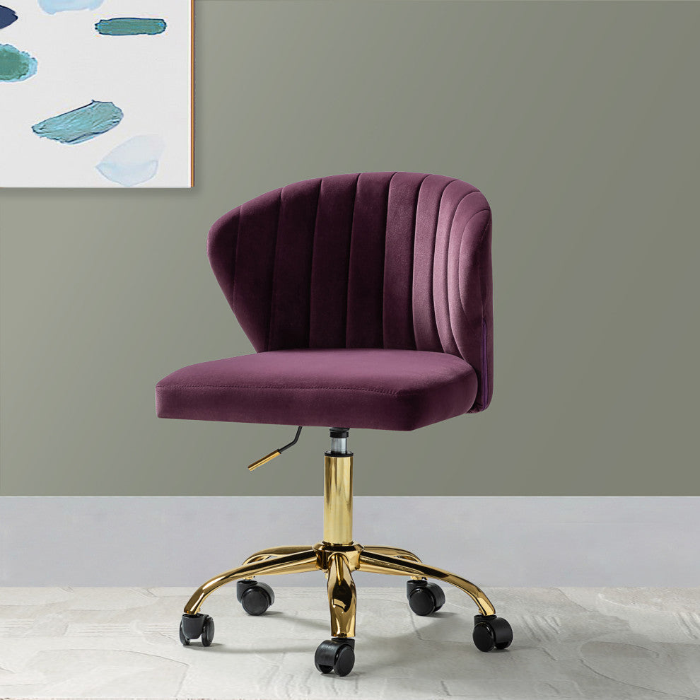 Swivel Task Chair With Tufted Back, Purple