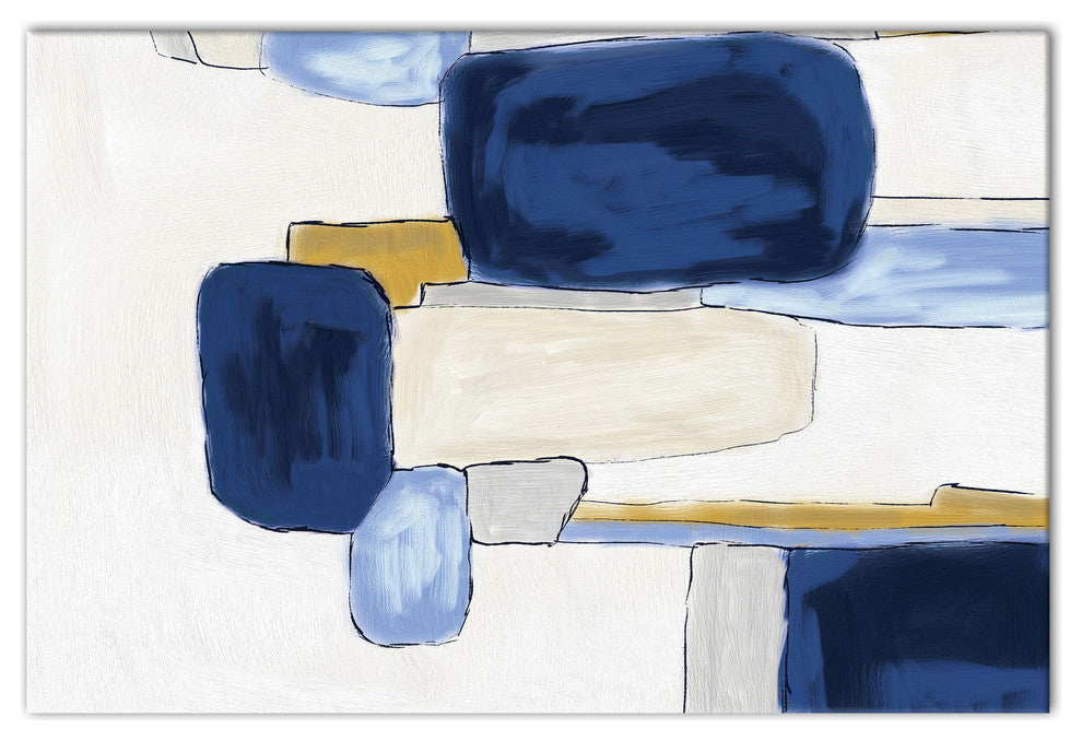 Watercolor Blue Abstract Squares 20x30 Canvas Wall Art