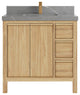 Elizabeth 36 Center Sink Bath Vanity in Light Natural Teak 2" Piatra Gray