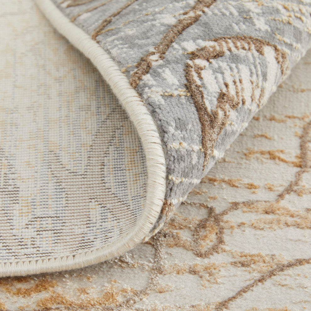 Neoma Traditional Medallion, Silver/Tan/Gray, 3'9"x5'7" Accent Rug