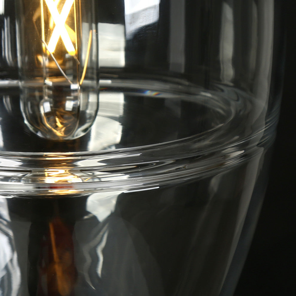 LNC Celery 1-Light Ribbed-Glass Rounded Pendant Light