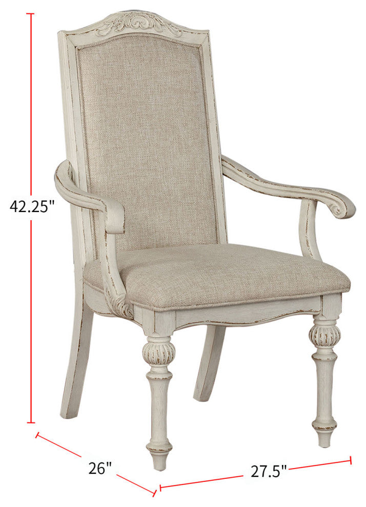 Set of 2 Padded Dining Chairs, Antique White