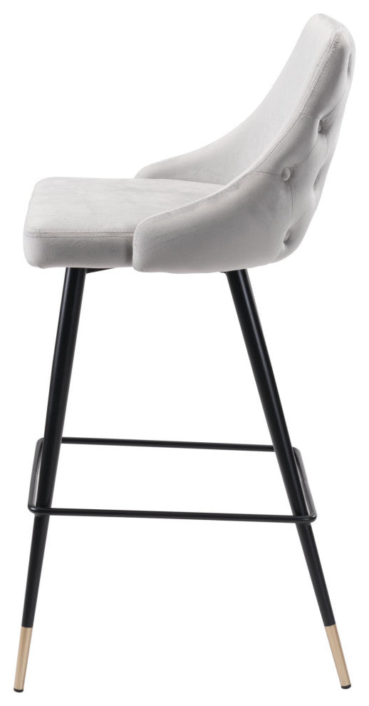 Bar Stool Chair Barstool, Steel Metal, Fabric, Gray, Black, Gold, Cafe