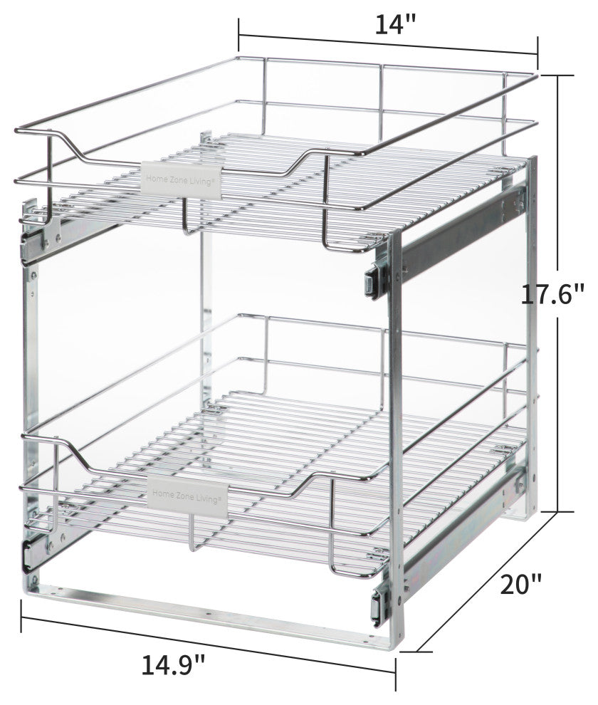 Home Zone Living Pull Out Drawer Cabinet Organizer, 2-Tier, 14 in. W x 20 in. D