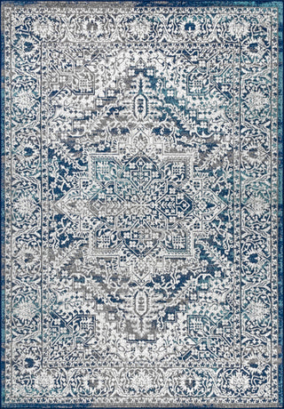 Modern Persian Vintage Medallion Area Rug, Blue, 10 X 14