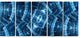 Blue Protective Metal Grids, Abstract Canvas Art Print, 60"x28", 5 Panels