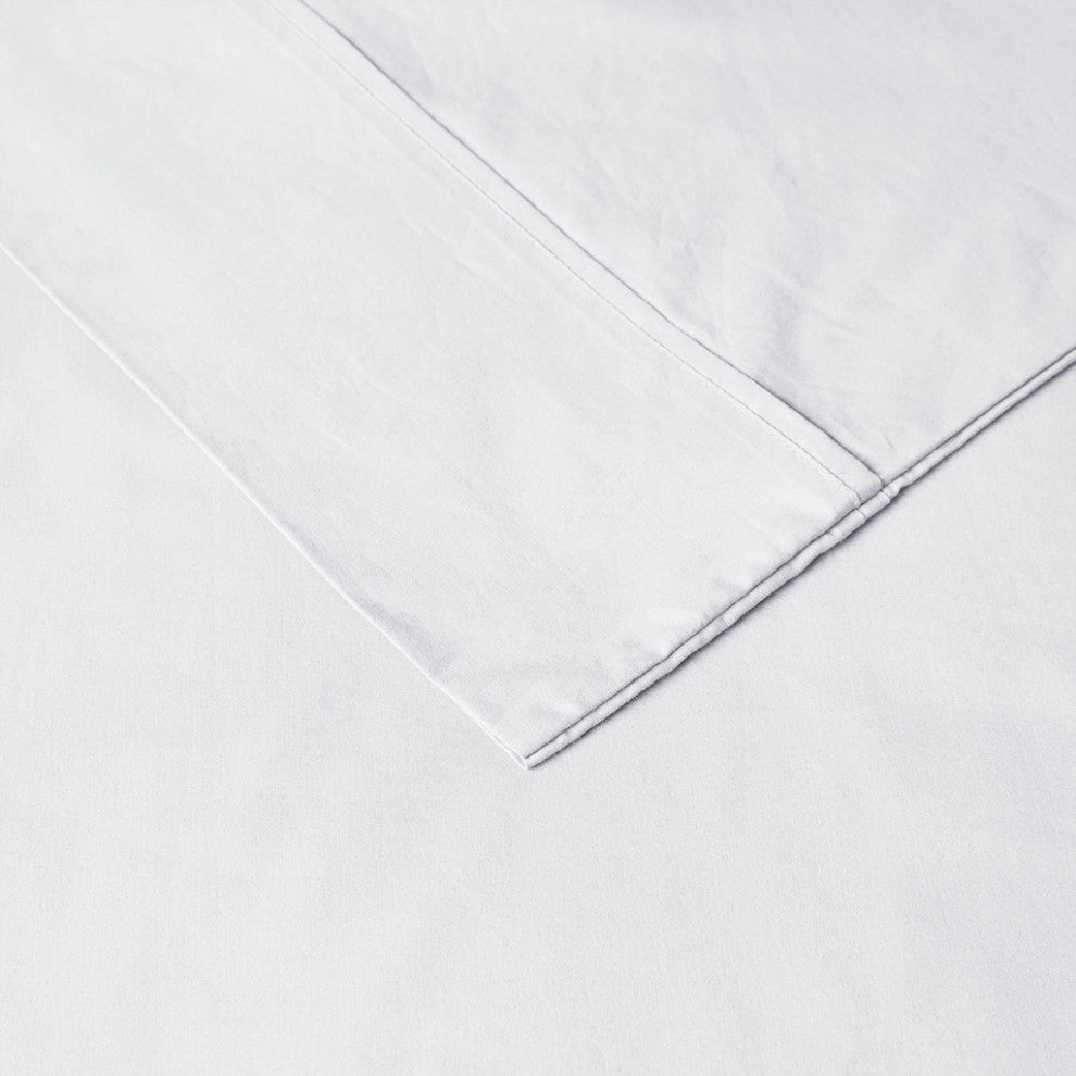 Madison Park Peached Percale Cotton Peached Percale Sheet Set, White