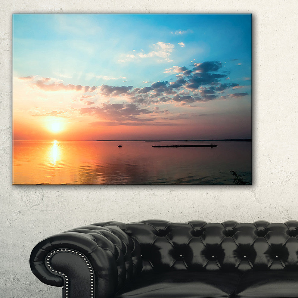 "Dramatic Sunset Cloudy Sky" Oversized Beach Canvas Artwork, 32"x16"