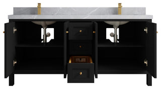 Nashville 72" Double Sink Bath Vanity, Black 2" Pearl Light Gray