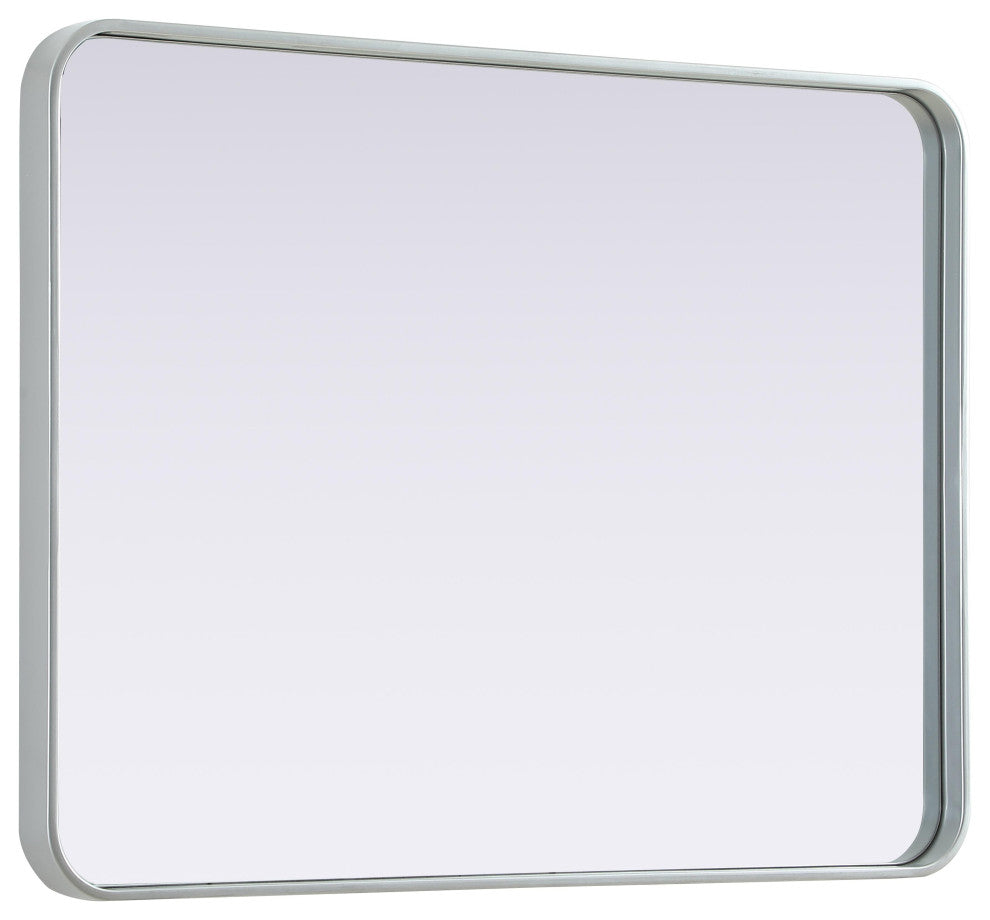 Home Living Contour Metal Rectangle Mirror 27x36, Silver