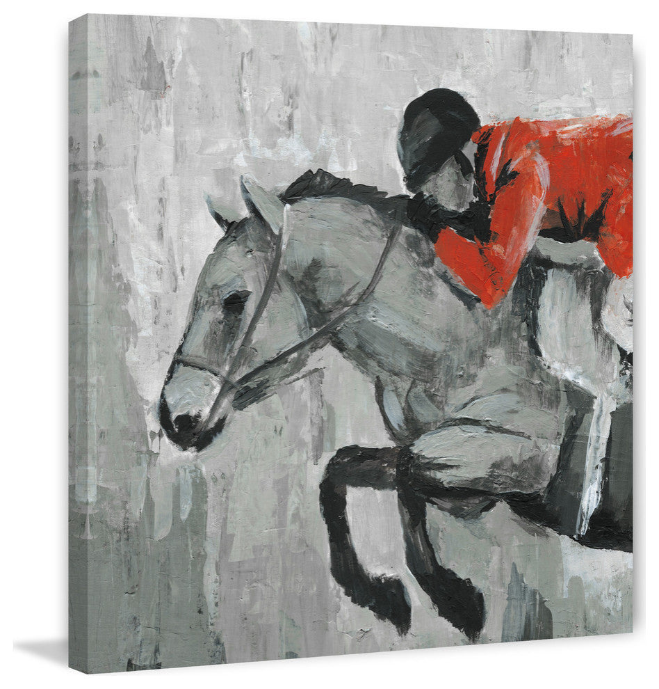 "Horseback Rider" Painting Print on Wrapped Canvas, 12"x12"