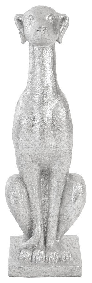 Grayhound Resin Figurine, Silver Leaf