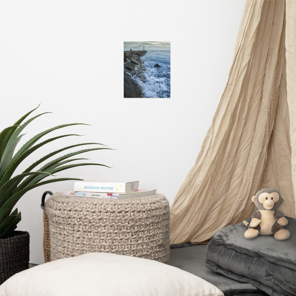 Splashing on the Jetty Landscape Photo Unframed Wall Art Print, 8" X 10"