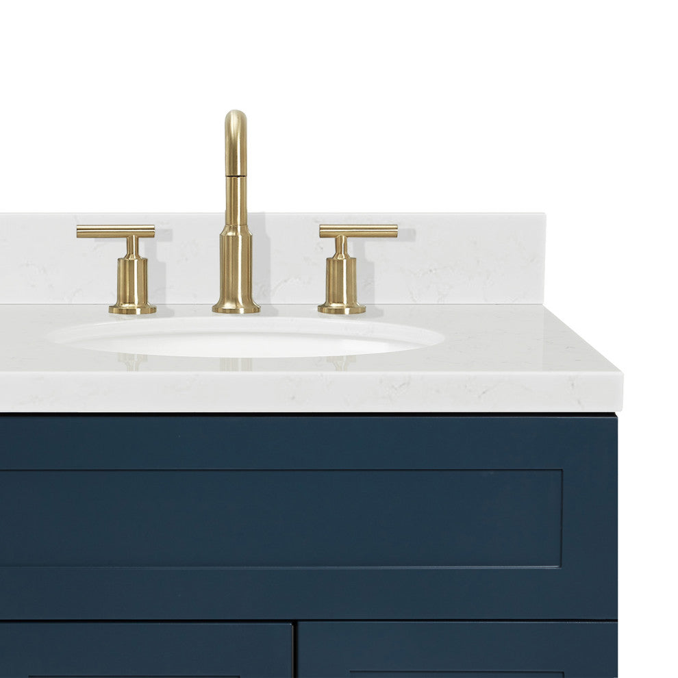 Ariel Hamlet 42" Single Right Oval Sink Bathroom Vanity, Carrara Quartz