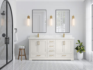 Boston 72" Double Sink Bath Vanity in Alabaster 2" Calacatta Nuvo