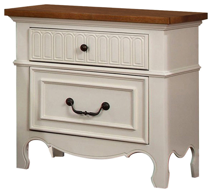 Galesburg Transitional Night Stand In Oak and White Finish