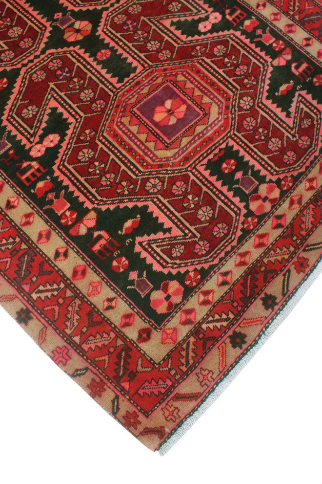 Fine Vintage Distressed Rehema Charcoal/Burgundy Runner, 4'1x10'2