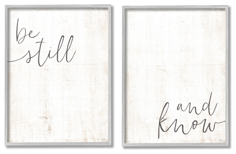 Be Still And Know Calligraphy Inspirational Phrase, 2pc, each 16 x 20