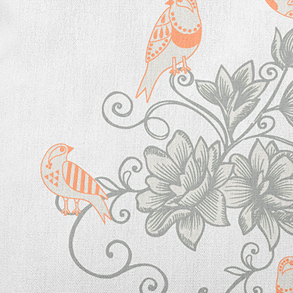 Birds And Flowers Decorative Throw Pillow, Coral, 20"x20"