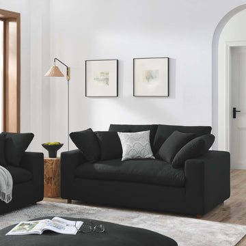 Commix Down Filled Overstuffed Loveseat - Black