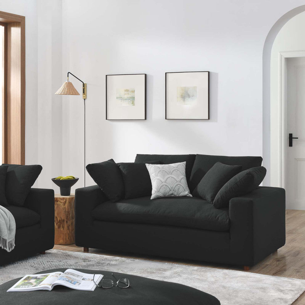 Commix Down Filled Overstuffed Loveseat - Black